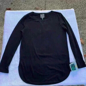 LYSSE layla mixed media top in black - XS